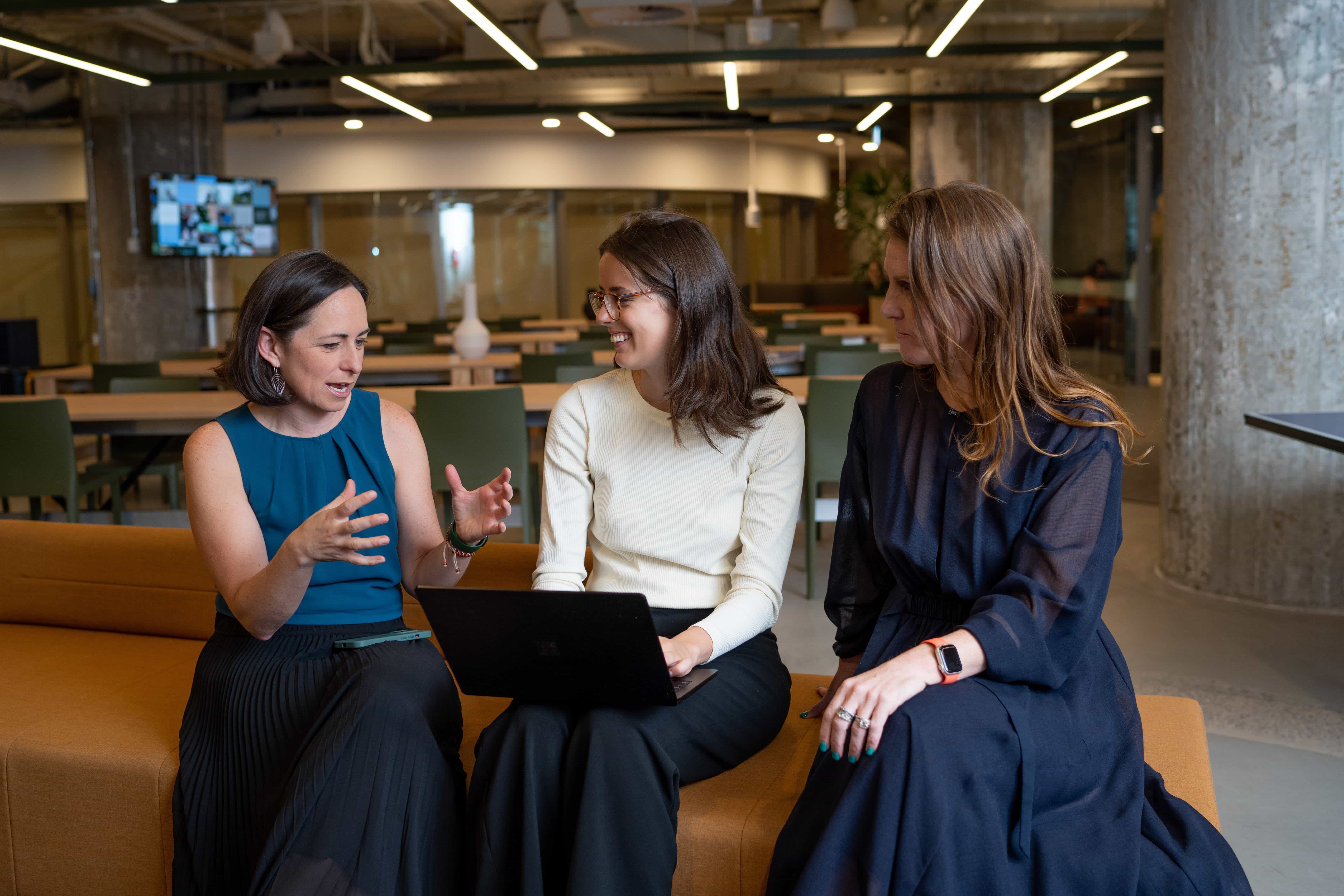 three people sitting